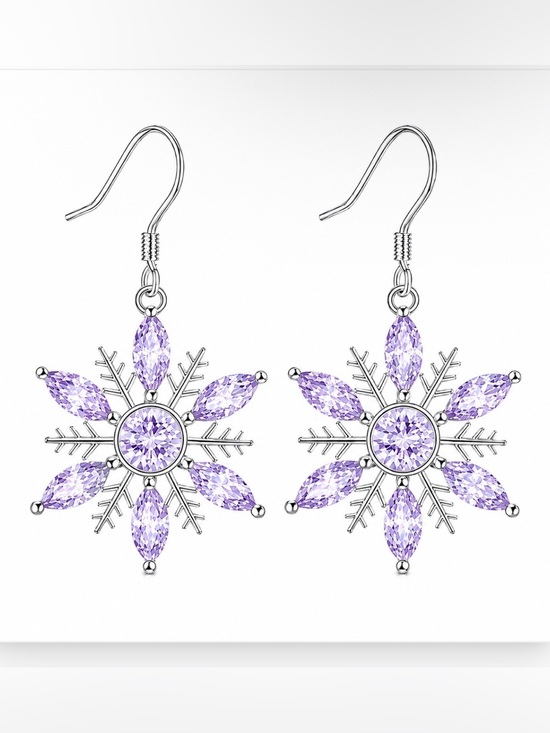 Jewelry - *BUY NOW* Purple Crystal Snowflake Dangle Earrings